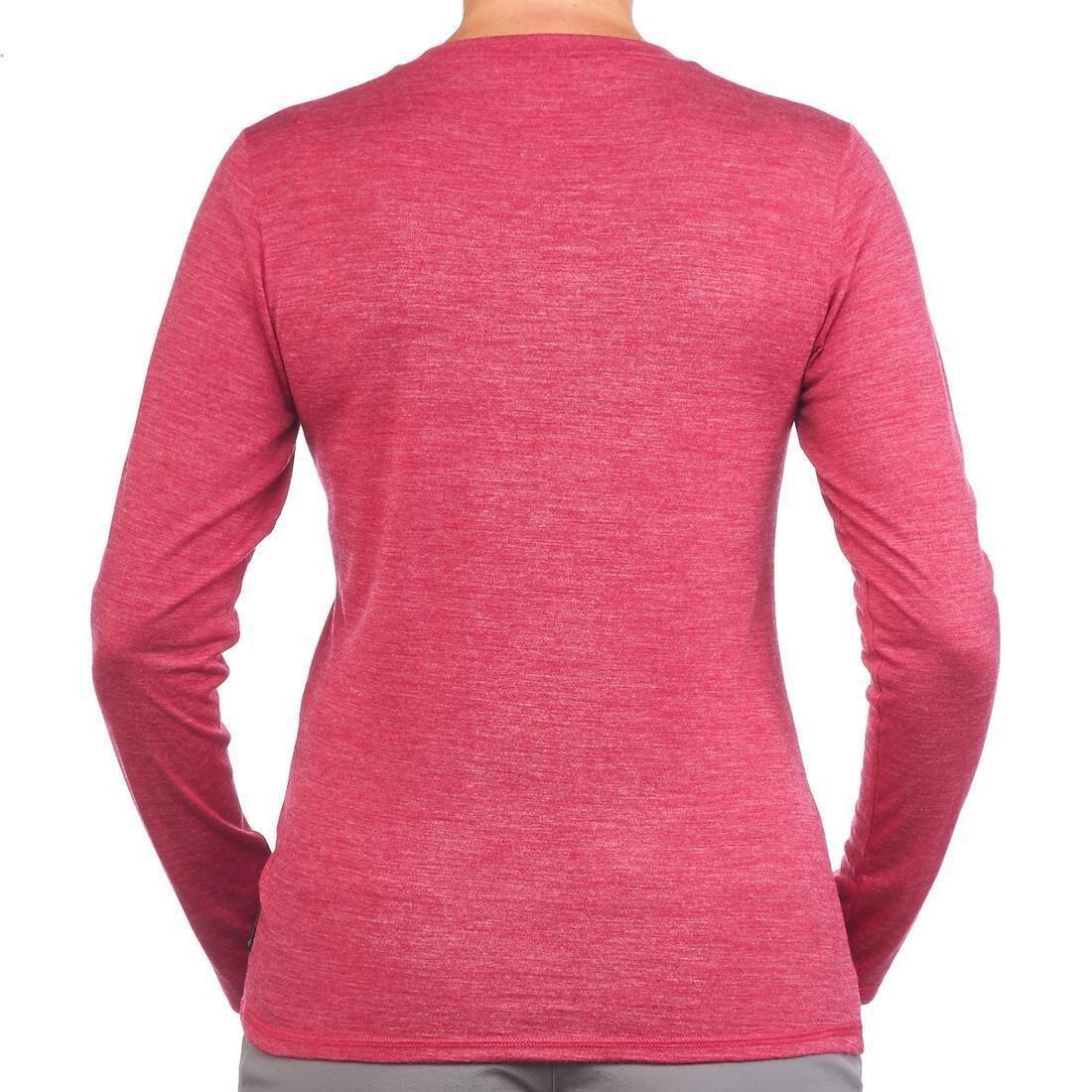 Women's Travel Trekking Merino Wool T-Shirt Travel 100, Black, No Color, large image number 11