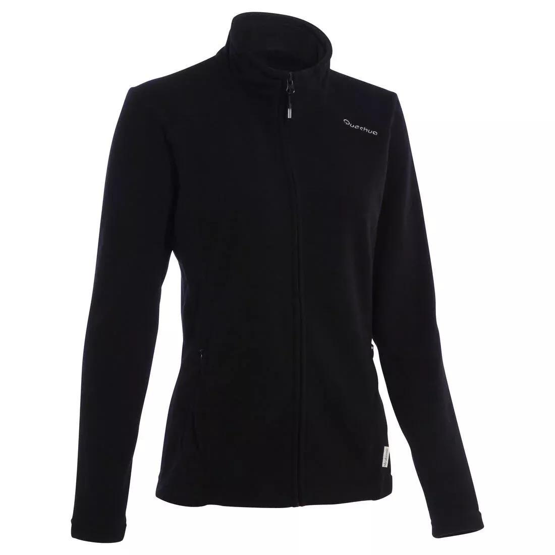 Women’s Fleece Hiking Sweatshirt - MH 120 Black