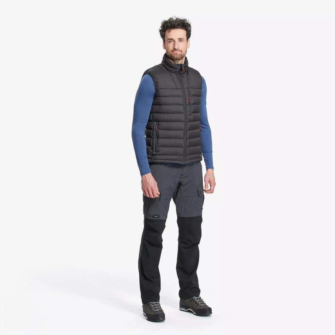 BLACK Men's Mountain Trekking Padded Gilet - MT500, No Color, large image number 4