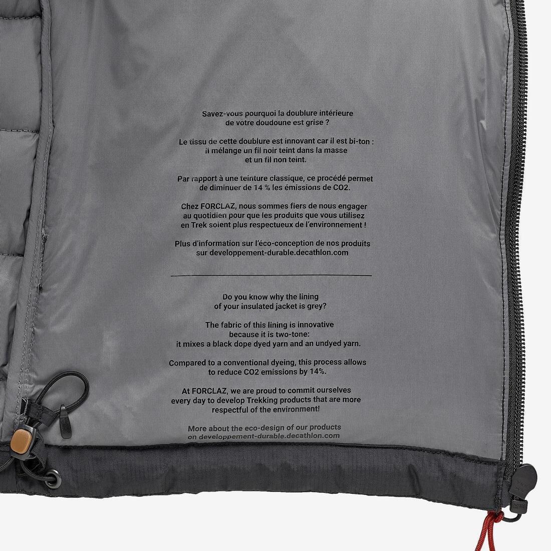 BLACK Men's Mountain Trekking Padded Gilet - MT500, No Color, large image number 12