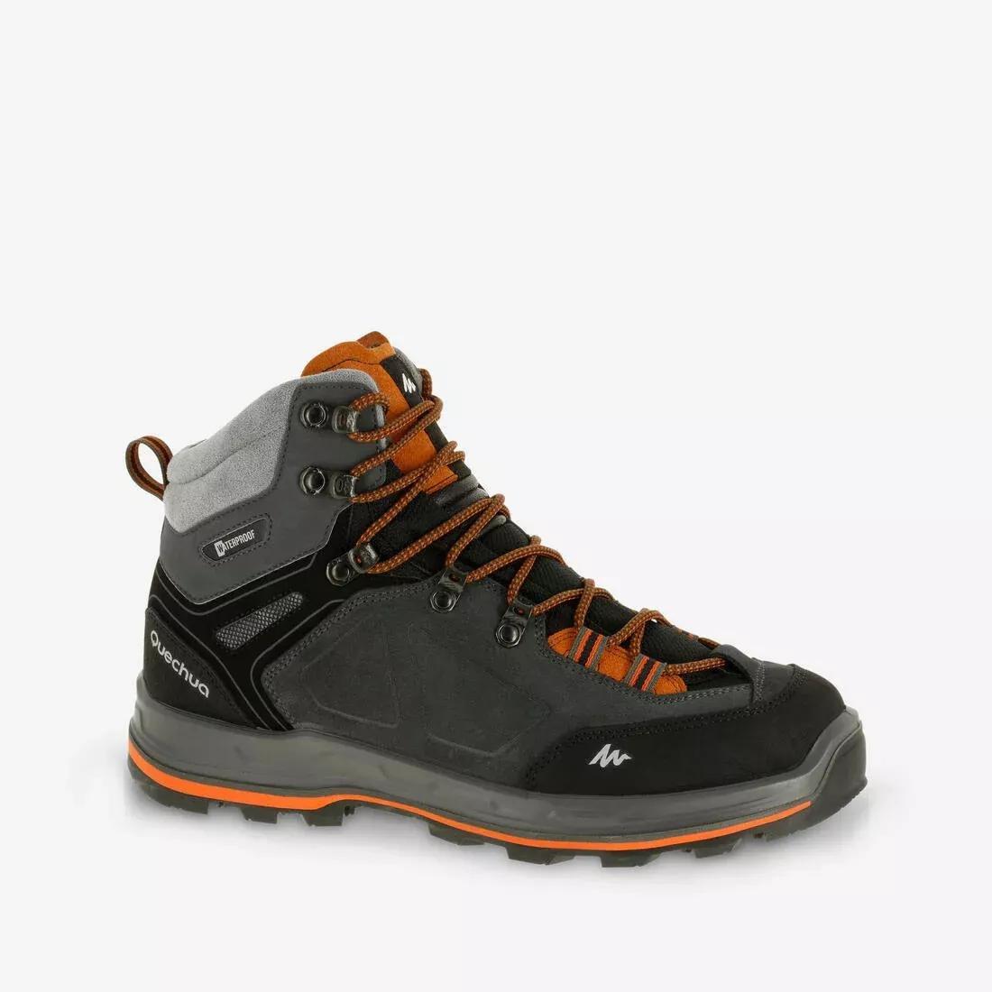 Men's Waterproof Leather Boots - Trekking 100 Ontrail, Carbon Grey, No Color, medium