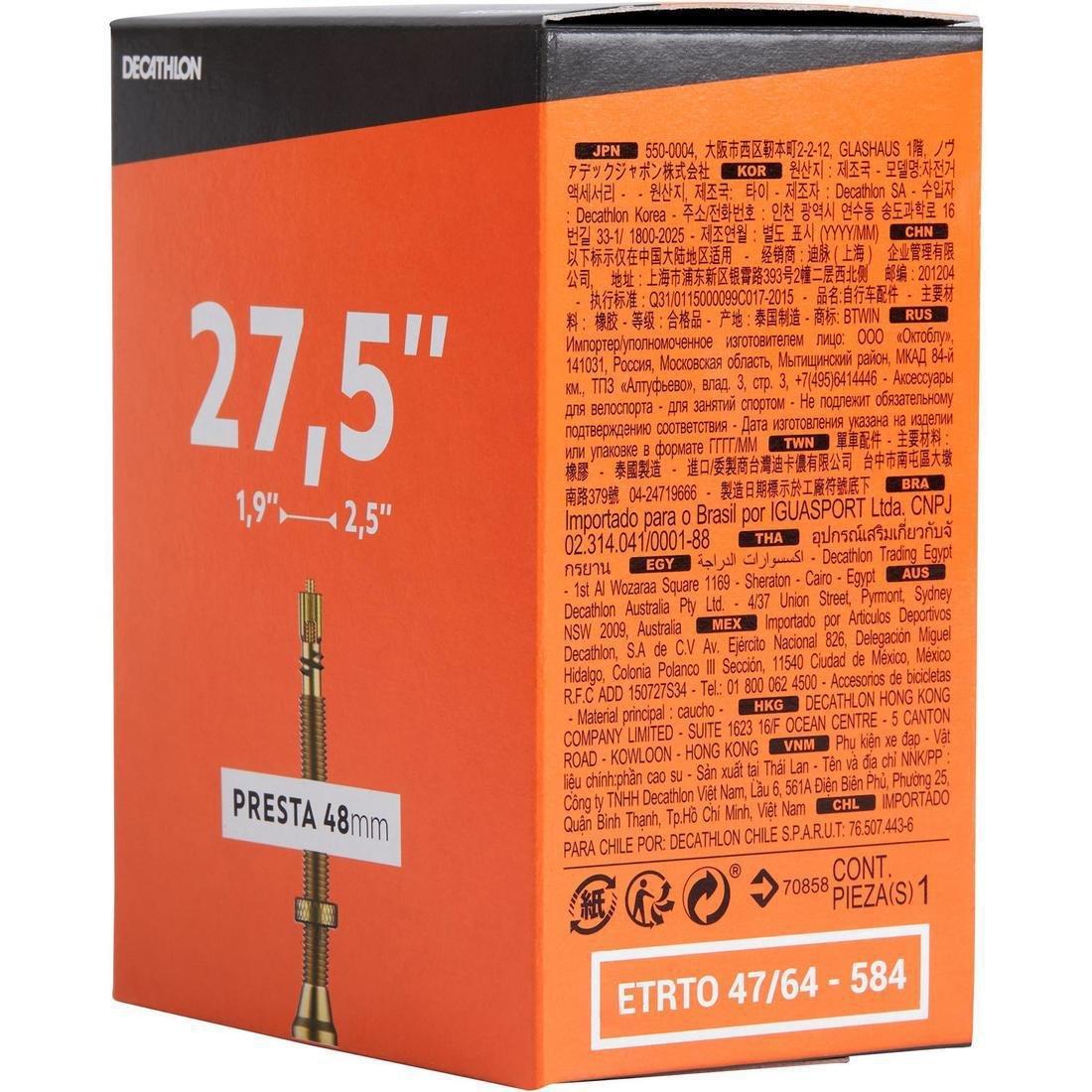 Presta Valve Bike Inner Tube, Presta, No Color, large image number 1