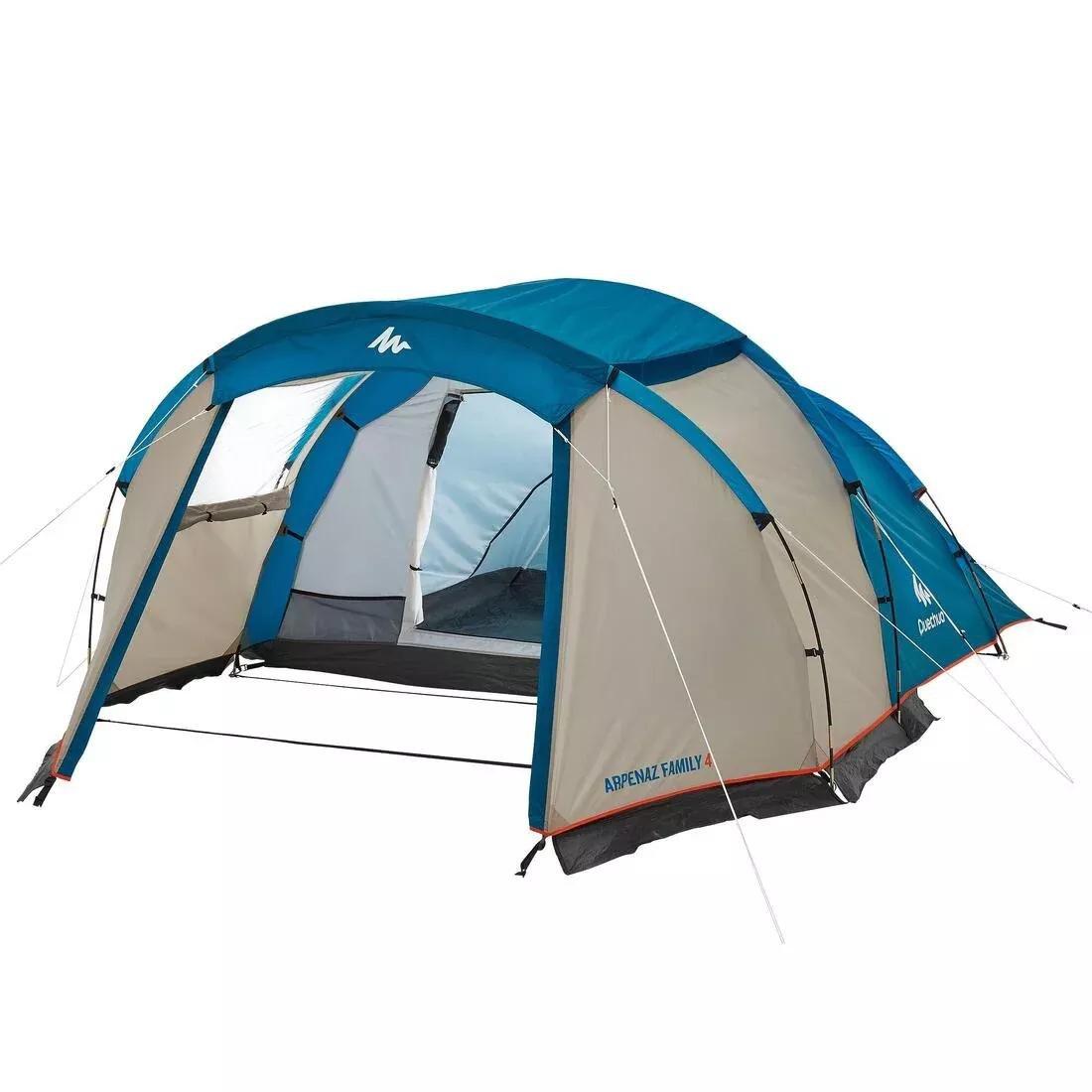 Camping Tent With Poles, Arpenaz 4, 4 Person, 1 Bedroom, No Color, large image number 0
