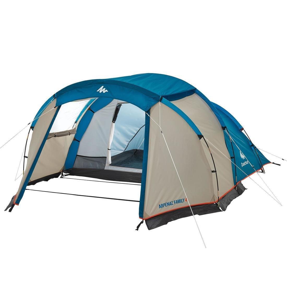 Camping Tent With Poles, Arpenaz 4, 4 Person, 1 Bedroom, No Color, large image number 6