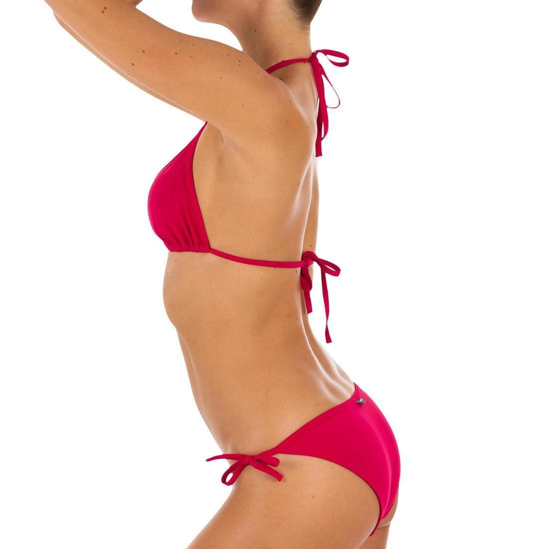 OLAIAN - Mae Women's Plain Sliding Triangle Bikini Swimsuit Top, Cardinal Pink