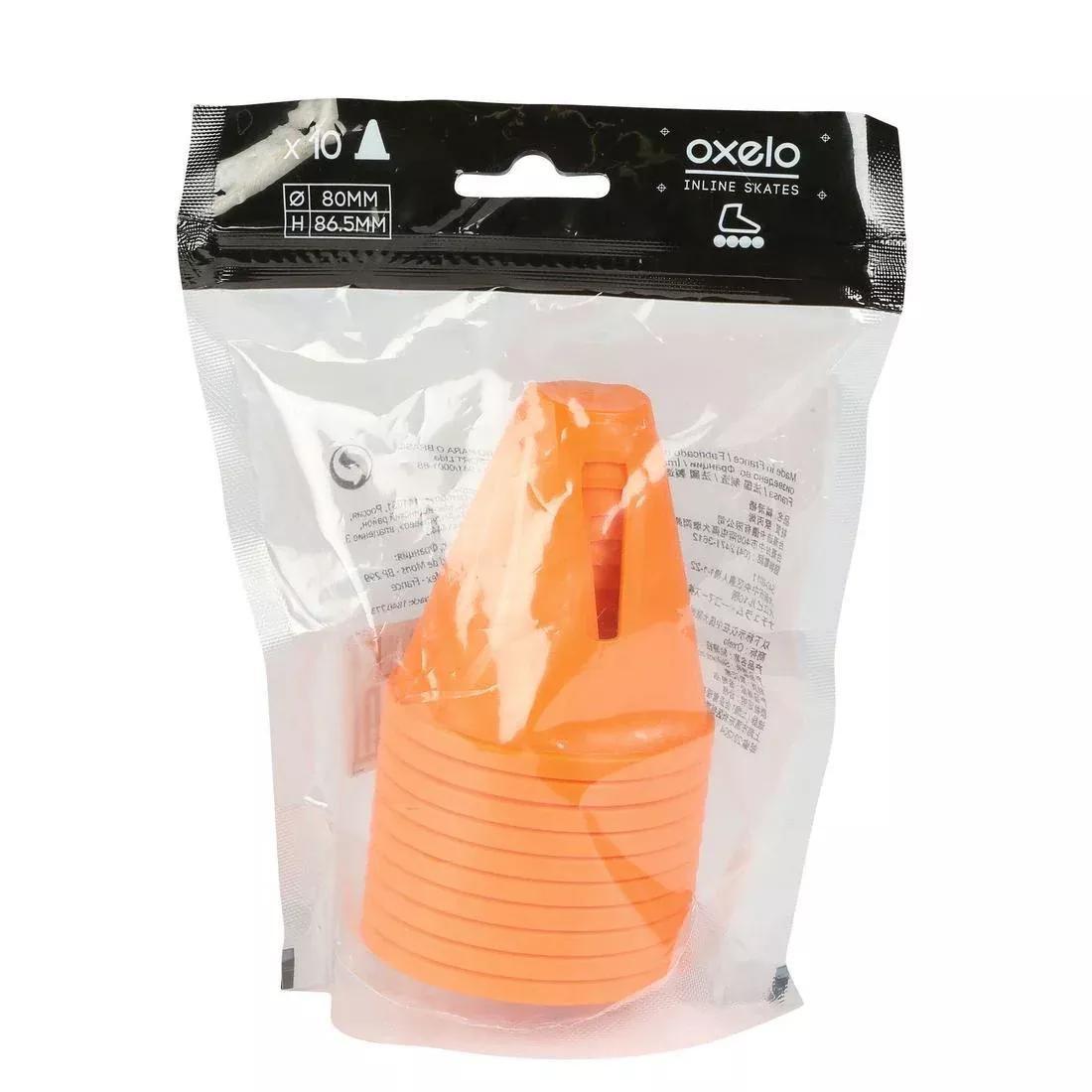 OXELO - Inline Skating Slalom Cones 10-Pack, Orange