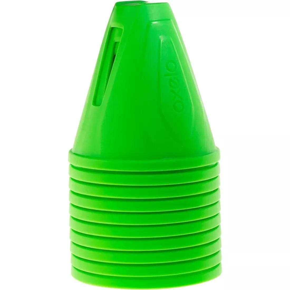 Inline Skating Slalom Cones 10-Pack, Fluo Green, No Color, large image number 0