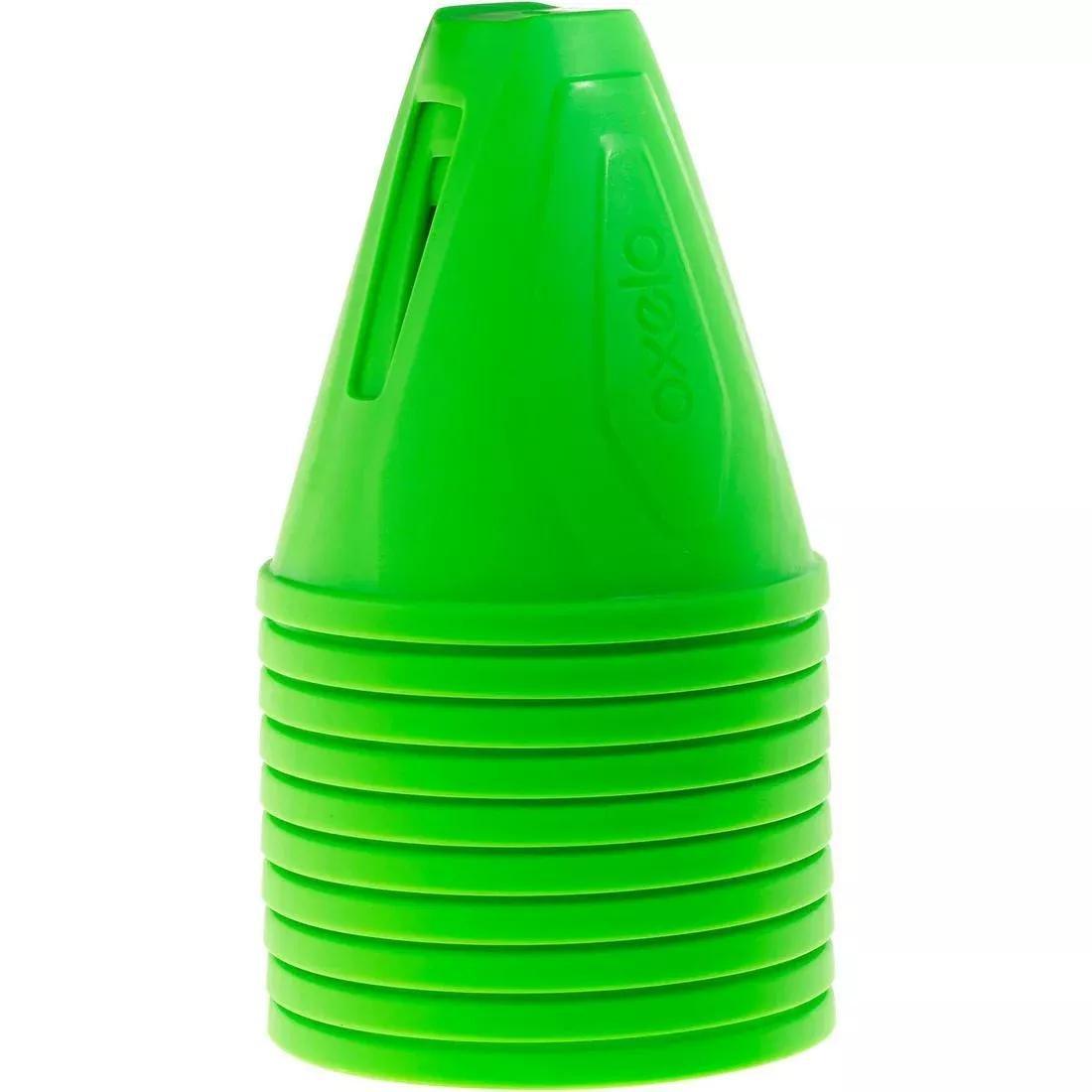 OXELO - Inline Skating Slalom Cones 10-Pack, Fluo Green