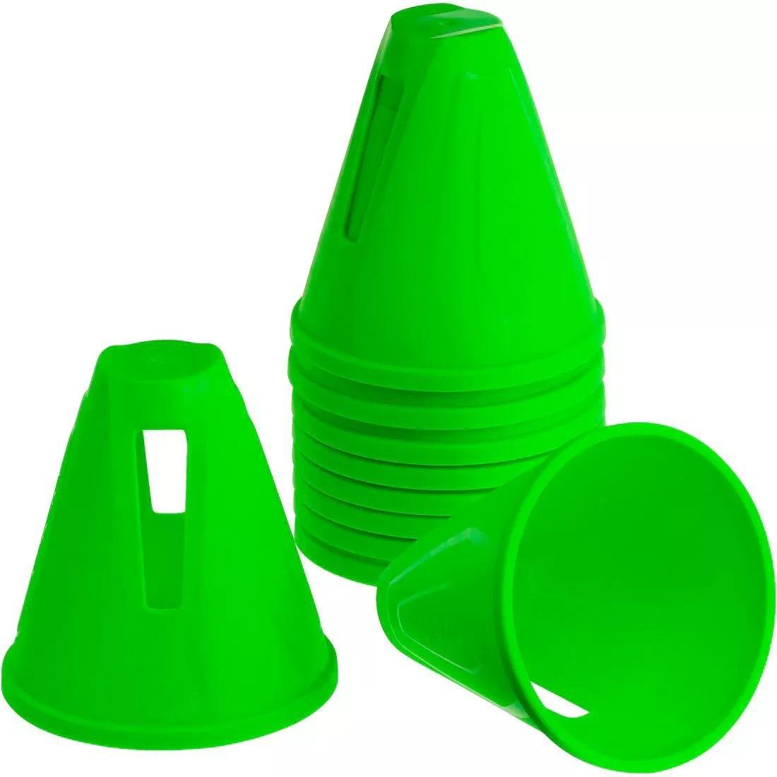 Inline Skating Slalom Cones 10-Pack, Fluo Green, No Color, large image number 0