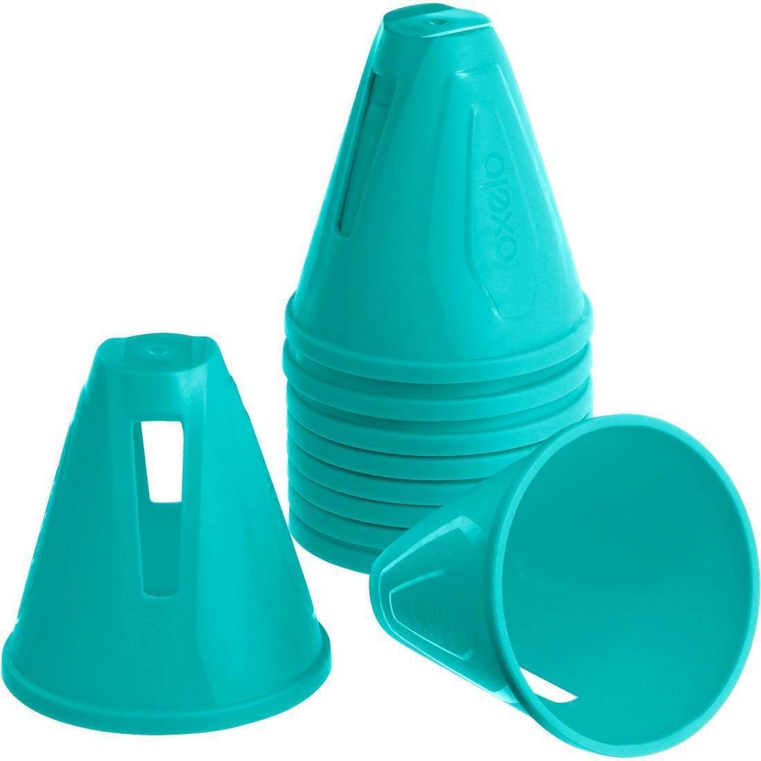 OXELO - Inline Skating Slalom Cones 10-Pack, Fluo Green