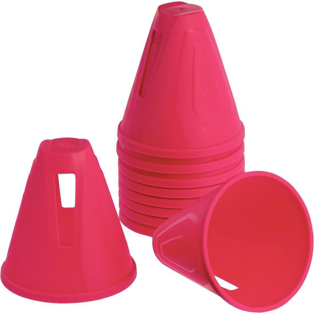 OXELO - Inline Skating Slalom Cones 10-Pack, Fluo Green