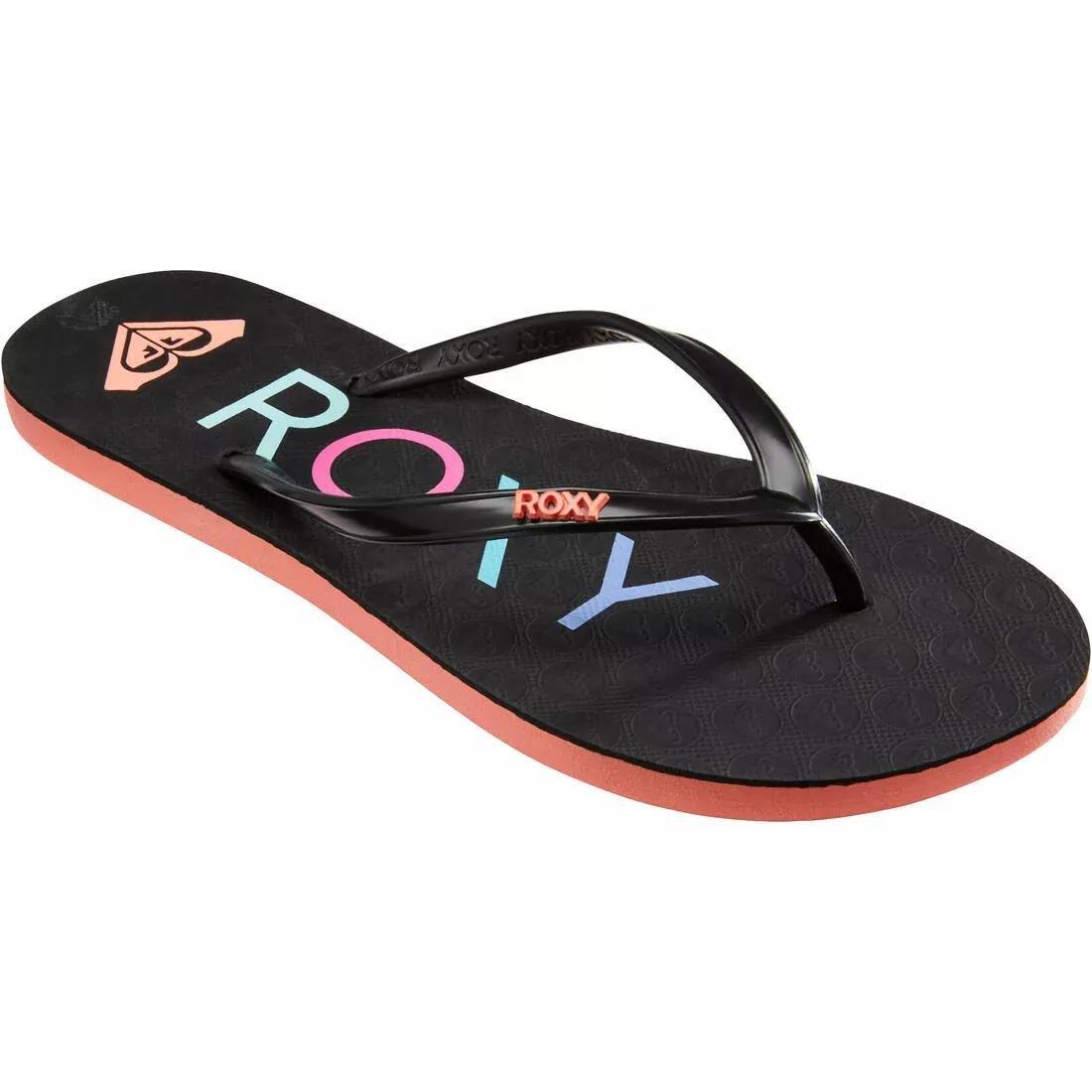 Womens black 2025 roxy flip flops