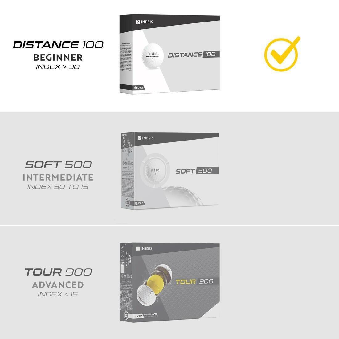 Golf Balls X12 - Inesis Distance 100, White, No Color, large image number 4
