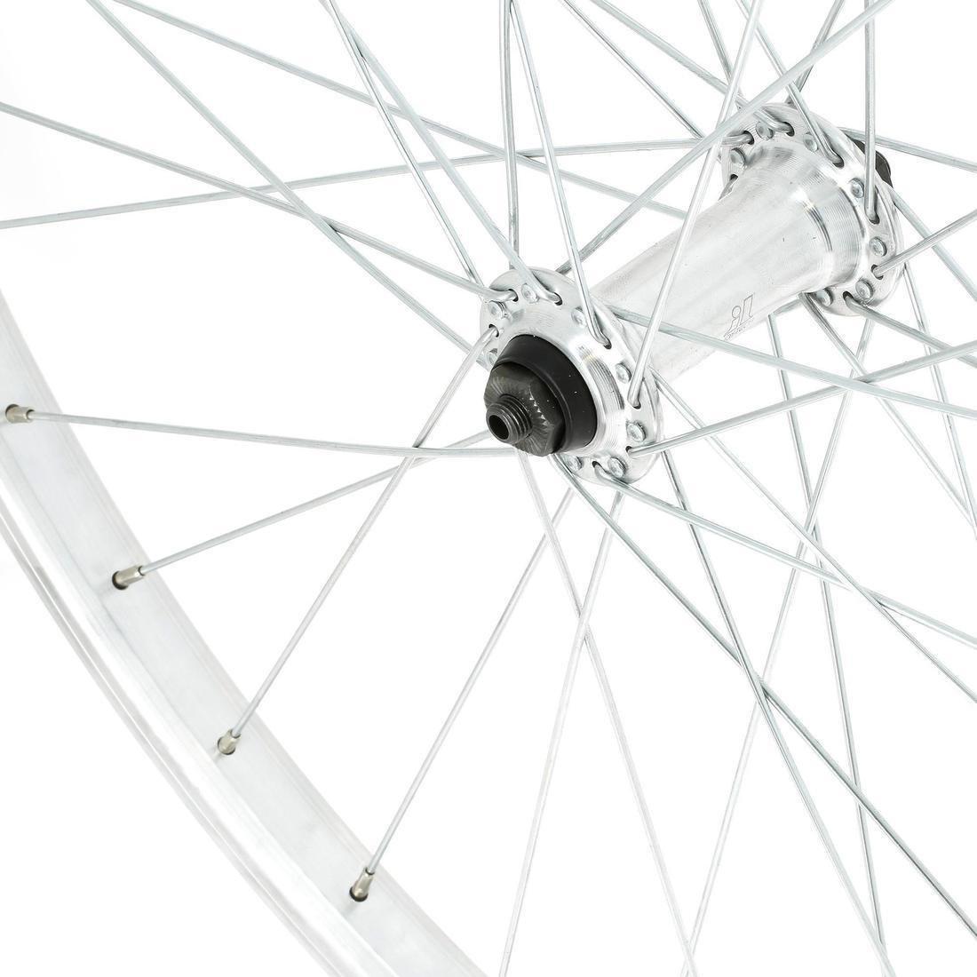 Mountain Bike Single-Walled Front Wheel V-Brake Quick Release, No Color, medium