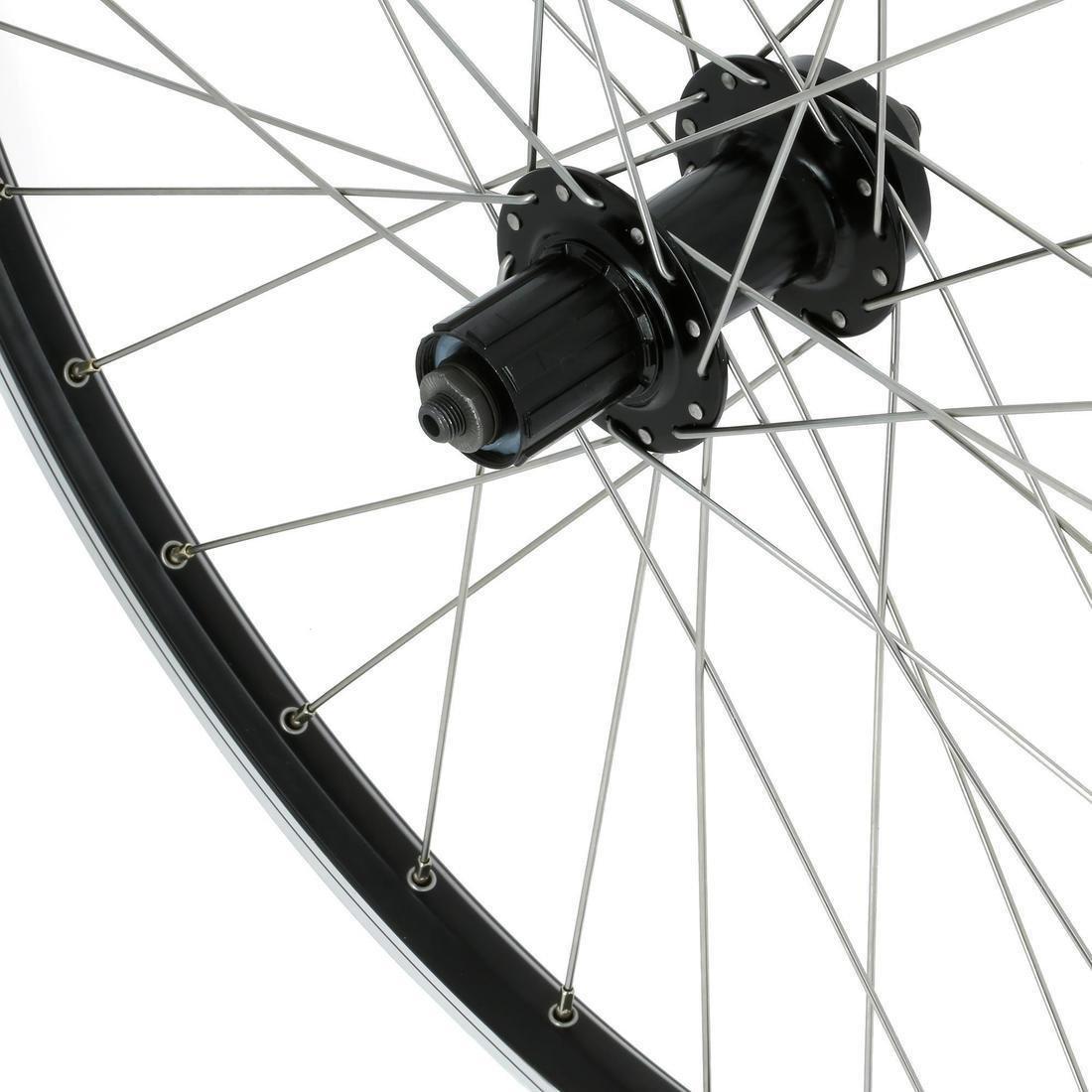 ROCKRIDER - Mountain Bike Double-Walled Rear Wheel Disc/V-Brake With Quick Release, Black