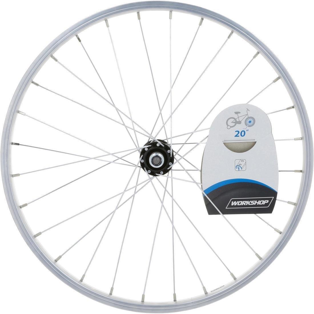 Kids' Bike Wheel 20 Front Single Wall Rim, Light Grey, No Color, large image number 4