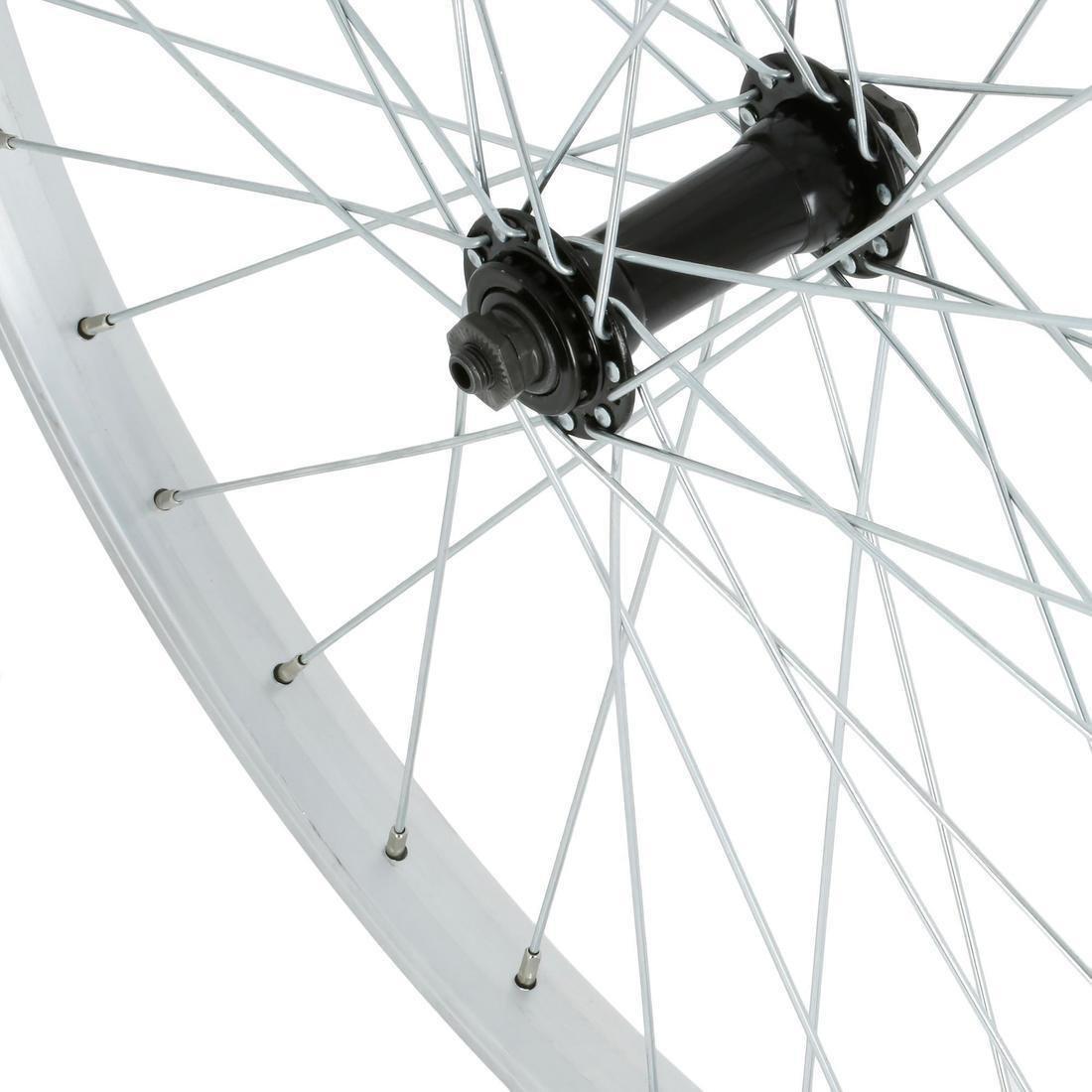 Kids' Bike Wheel 24 Front Single Wall Rim, Grey, No Color, large image number 1