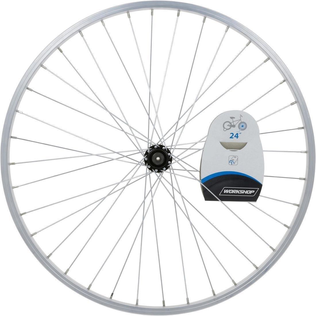 Kids' Bike Wheel 24 Front Single Wall Rim, Grey, No Color, large image number 3