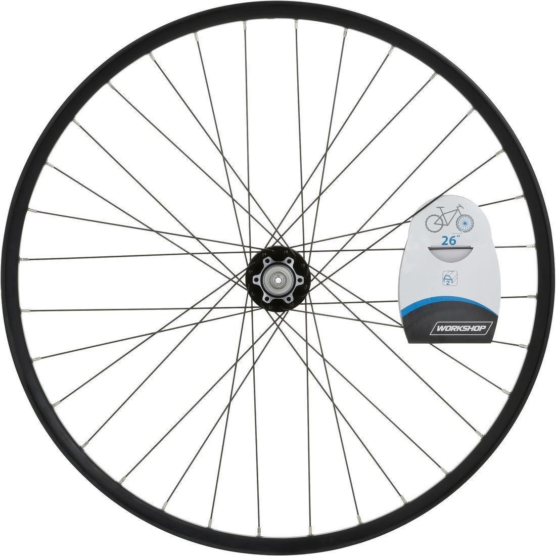 Mountain Bike Wheel 26 Front Double-Walled Rim Disc, Black, No Color, large image number 3
