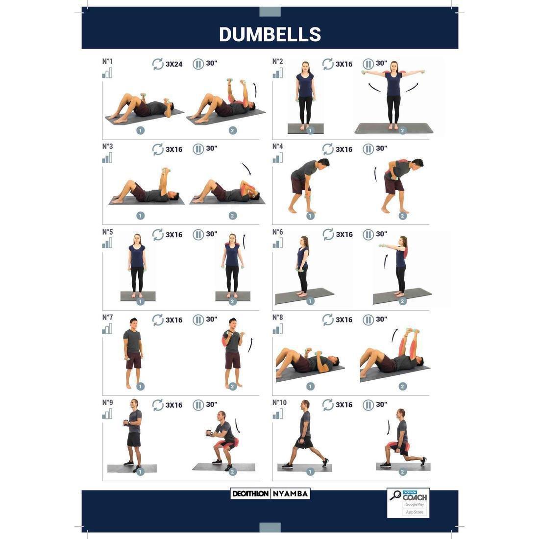 Fitness Dumbbells Twin-Pack, Grey, No Color, large image number 2