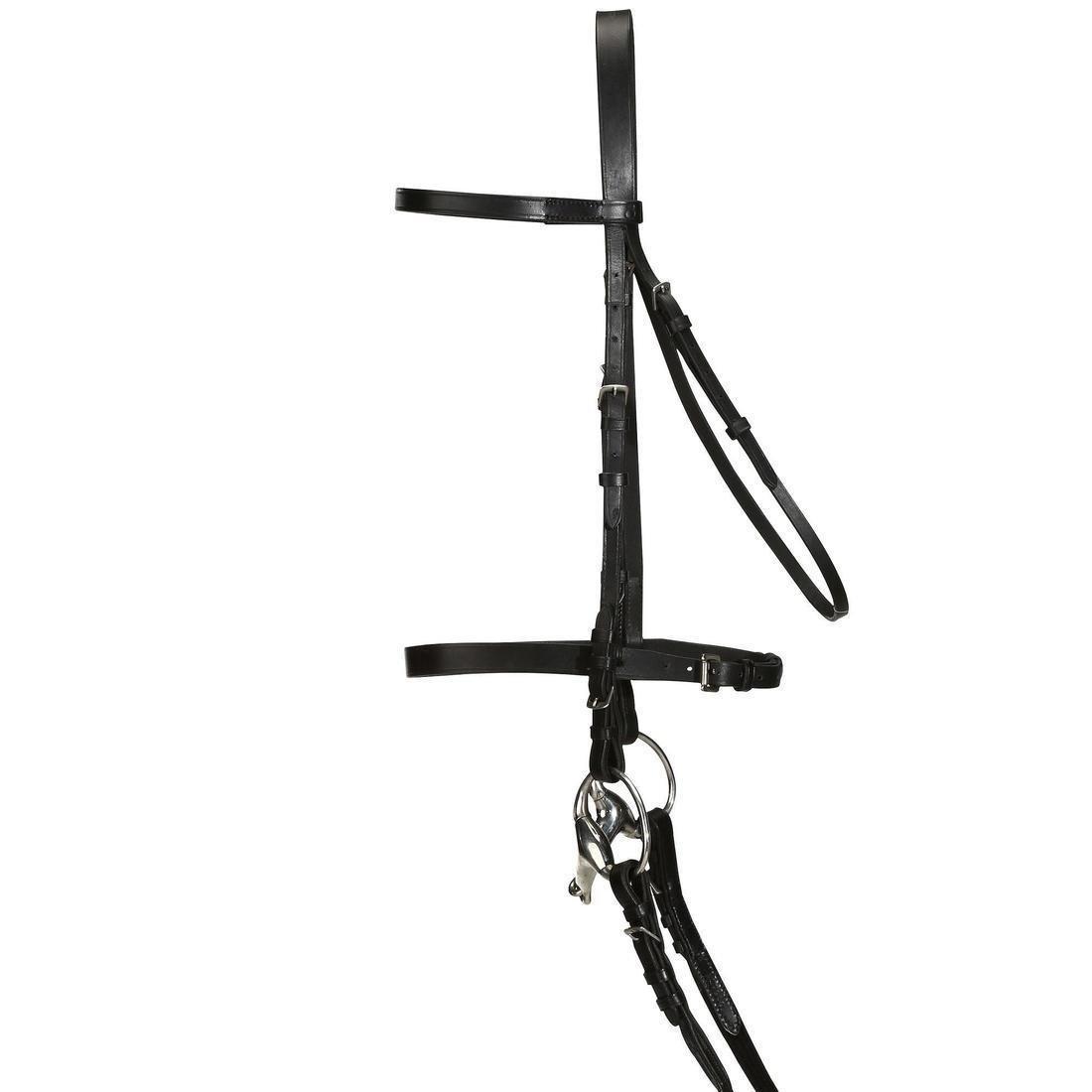 Horse and PonyLeather Bridle With French Noseband and Reins Set100 , Black, , large image number 1