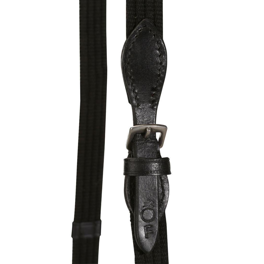 Horse And Pony Leather Bridle With French Noseband And Reins Set 100, Black, , large image number 8