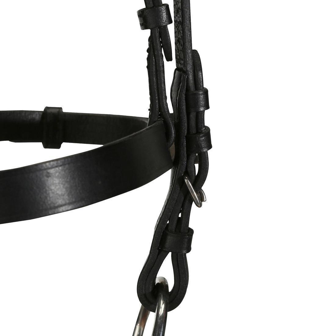 Horse And Pony Leather Bridle With French Noseband And Reins Set 100, Black, , large image number 9