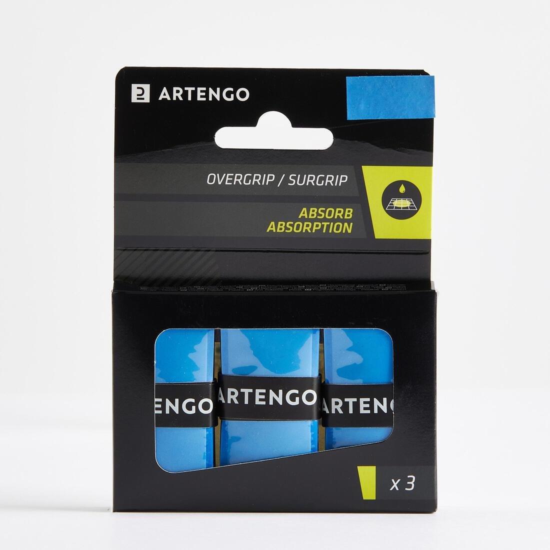 ARTENGO - Absorbent Tennis Overgrip Tri-Pack, Blue