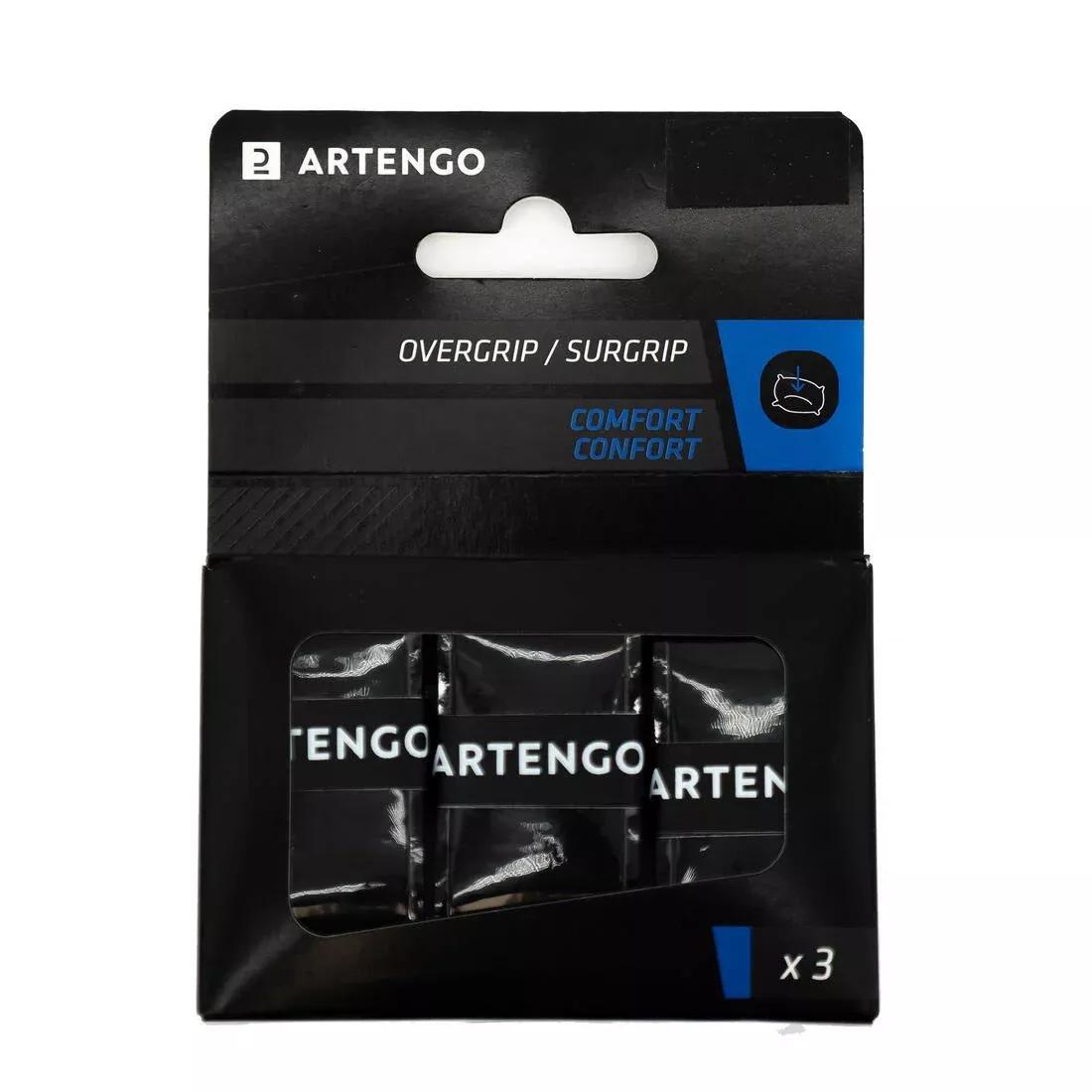 ARTENGO - Tennis Comfort Overgrip Tri-Pack, Black