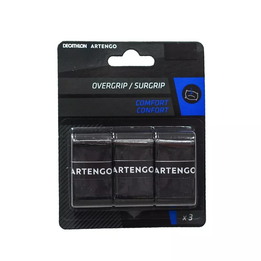 ARTENGO - Tennis Comfort Overgrip Tri-Pack, Black