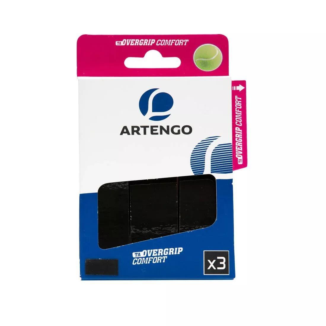 ARTENGO - Tennis Comfort Overgrip Tri-Pack, Black