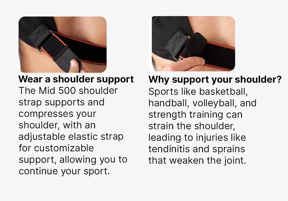 Men's/Women's Left/Right Shoulder Support Mid 500, Black, No Color, large image number 4