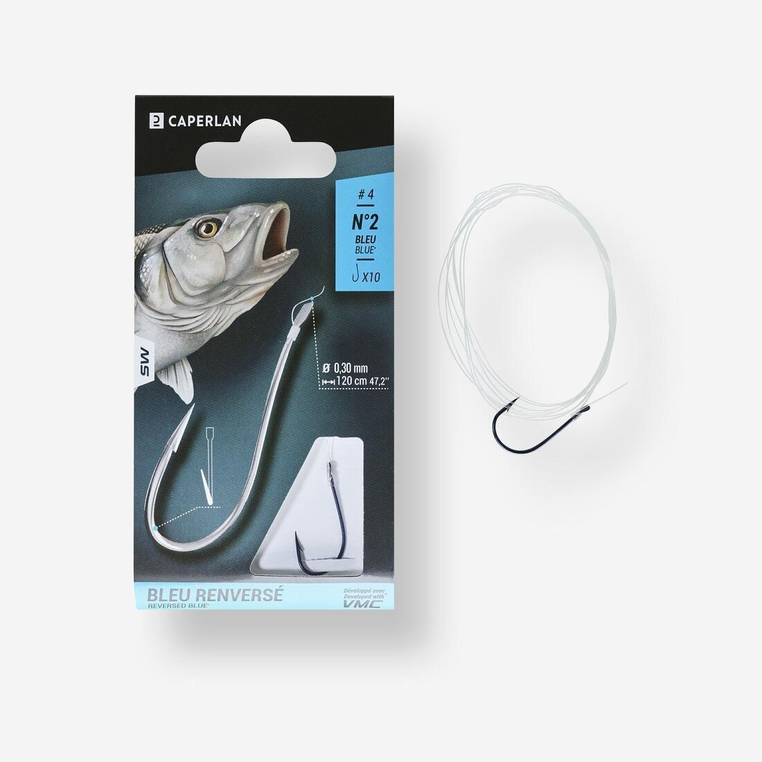 Blue Reversed Spade-End Hooks TO Line For Sea Fishing, Blue, No Color, large image number 0