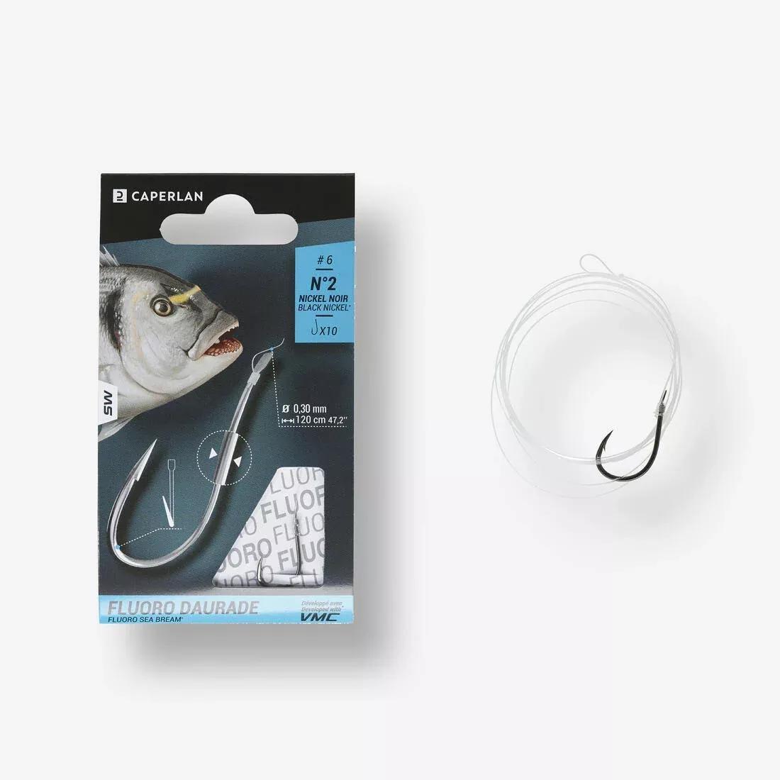 Spade-End Hooks To Line For Sea Fishing - SN Fluoro Seabream, Grey, No Color, medium