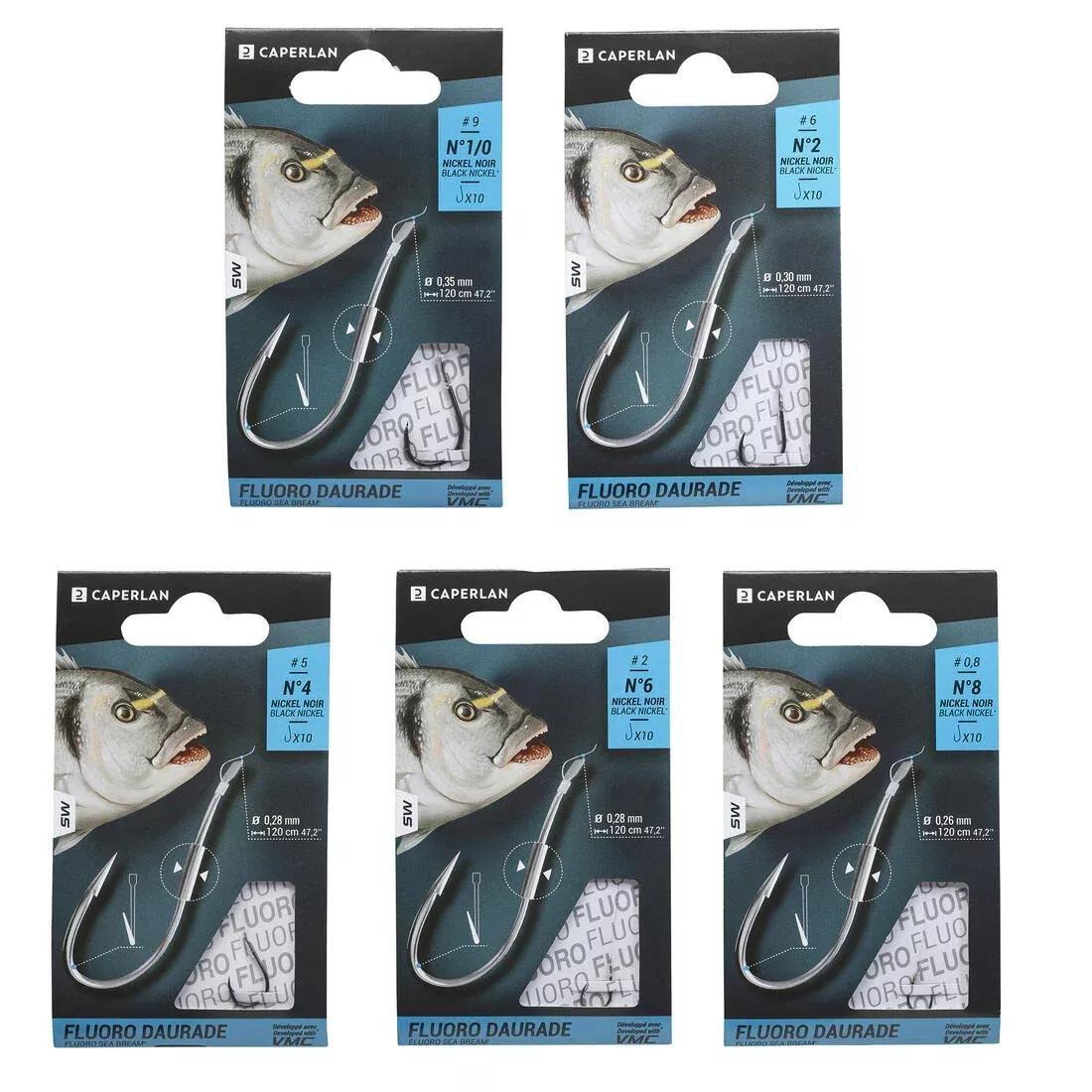 Spade-End Hooks To Line For Sea Fishing - SN Fluoro Seabream, Grey, No Color, large image number 4