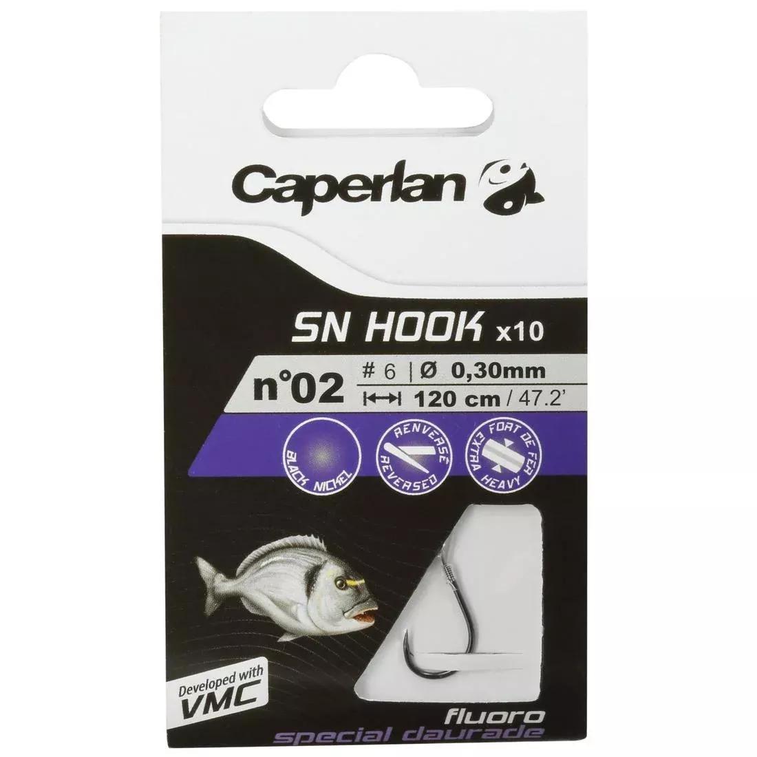 Spade-End Hooks To Line For Sea Fishing - SN Fluoro Seabream, Grey, No Color, large image number 5