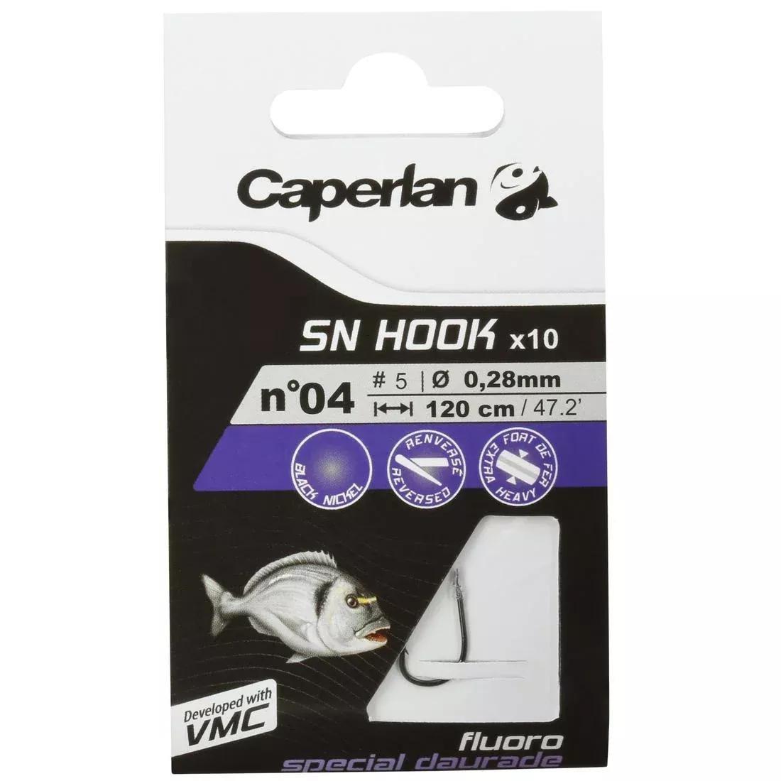 Spade-End Hooks To Line For Sea Fishing - SN Fluoro Seabream, Grey, No Color, large image number 7