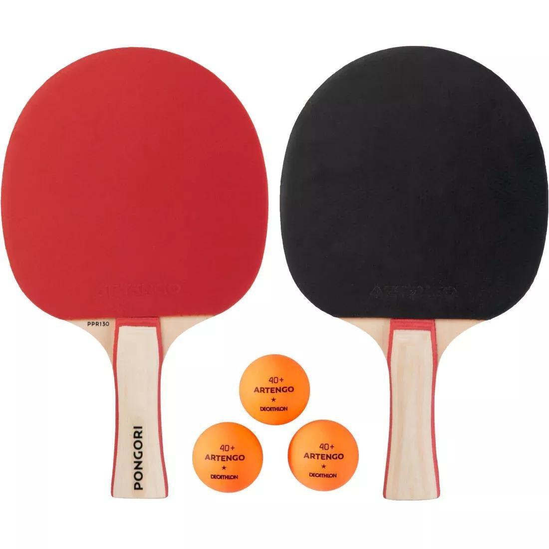 Concave Free Table Tennis Set: PPR 130 3 Balls, Black, No Color, medium