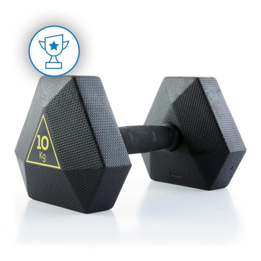 Hex Dumbbell 10kg, Black, No Color, large image number 0