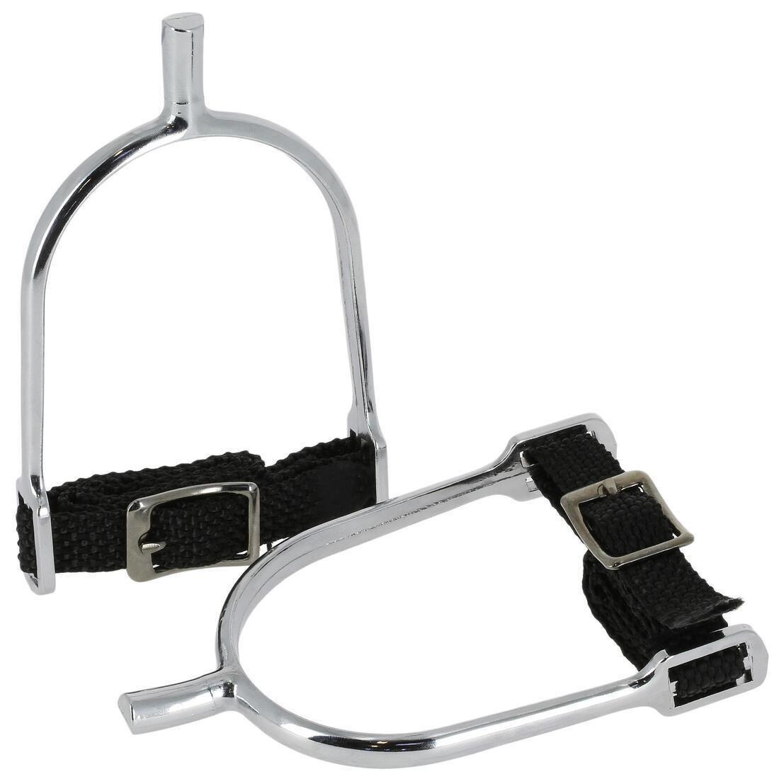 Square Tip Horse Riding Spurs + Straps 20 mm, No Color, large image number 0