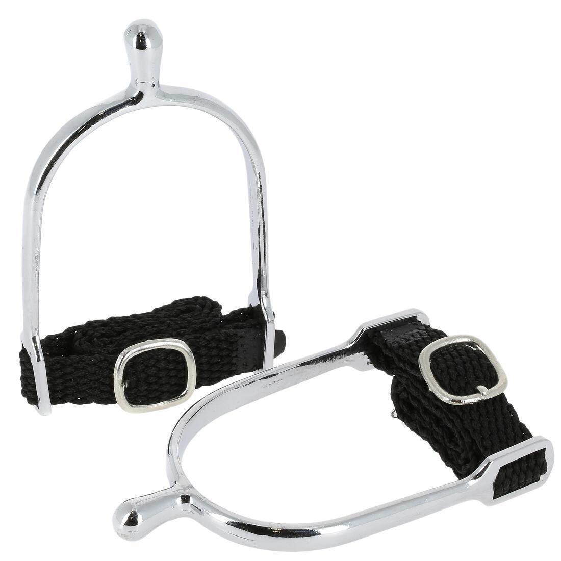 Womens Round End Horse Riding Spurs And Straps, Grey, No Color, large image number 7