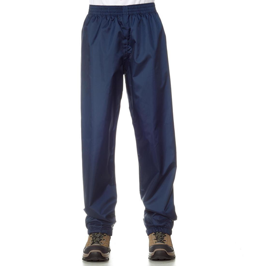 Hike 100 Children's Waterproof Hiking OverTrousers, Navy, No Color, large image number 14