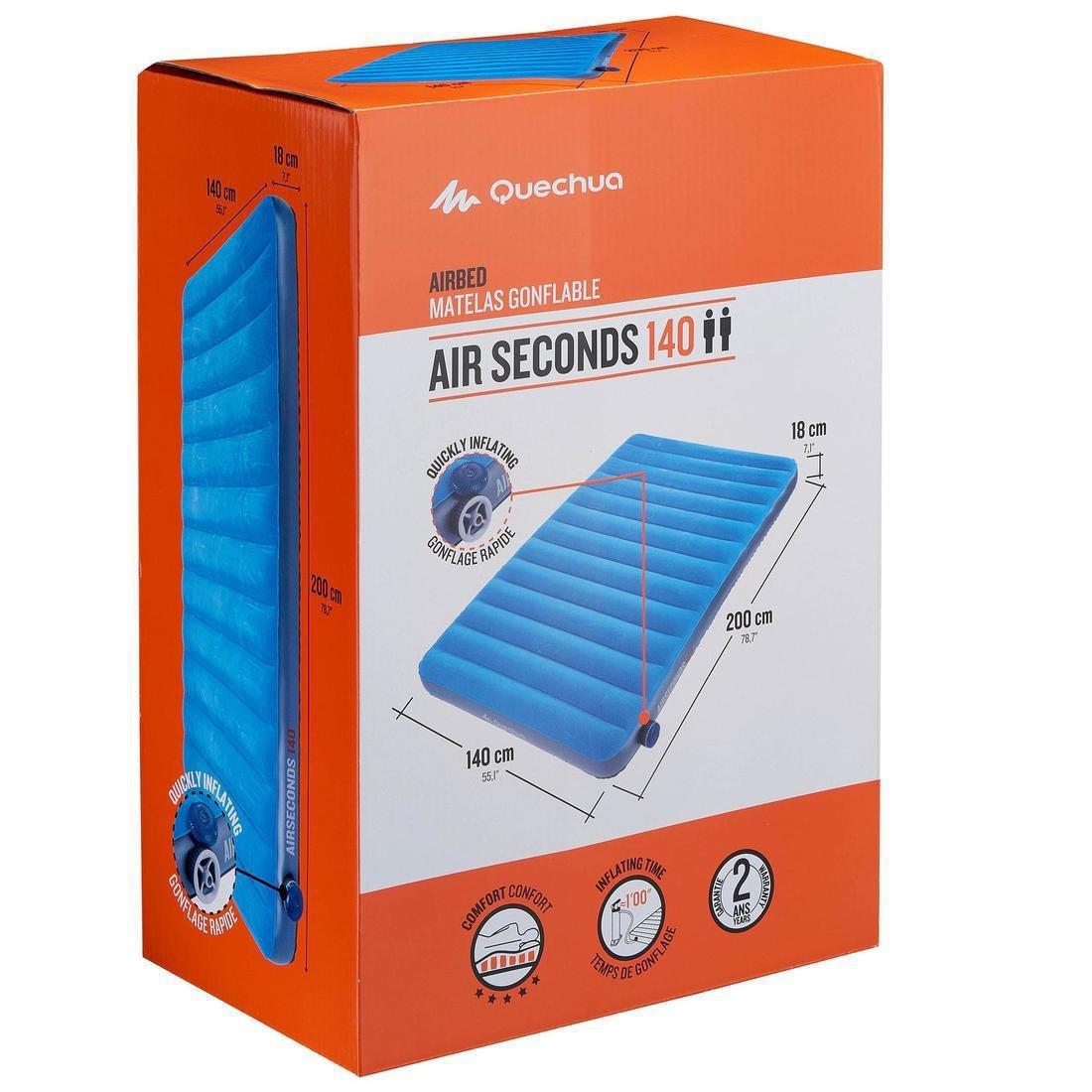 QUECHUA - Inflatable Camping Mattress - Air Seconds  - 2 Person, Teal Blue