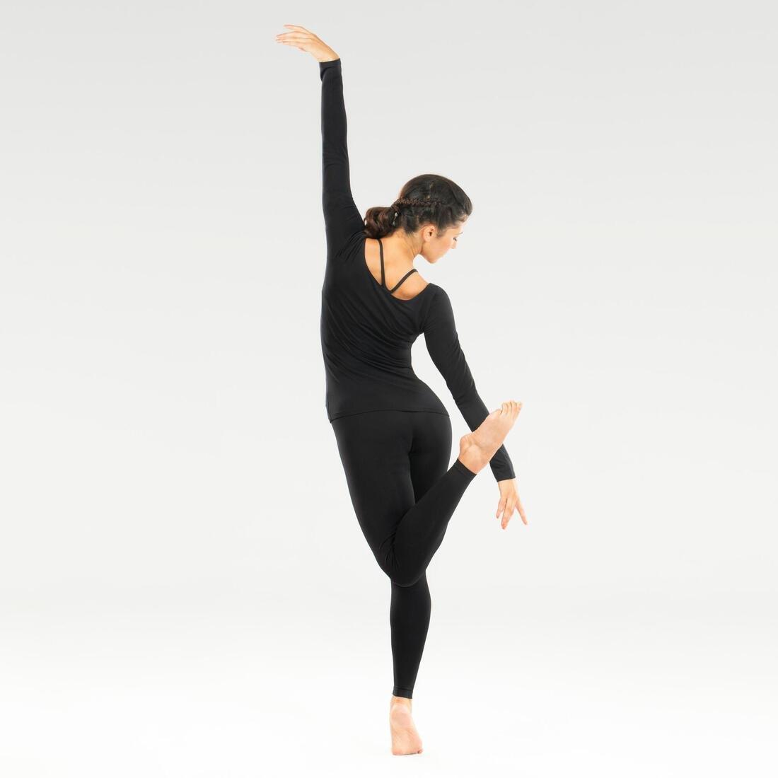 Women High-Waist Modern Dance Leggings, Black, 5401_000, large image number 3