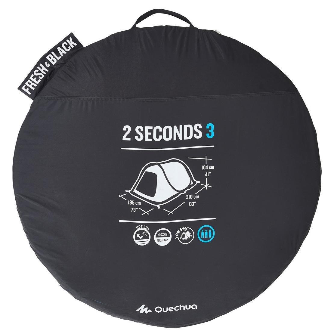 QUECHUA - Camping Tent, Fresh 2 Seconds, Black-White