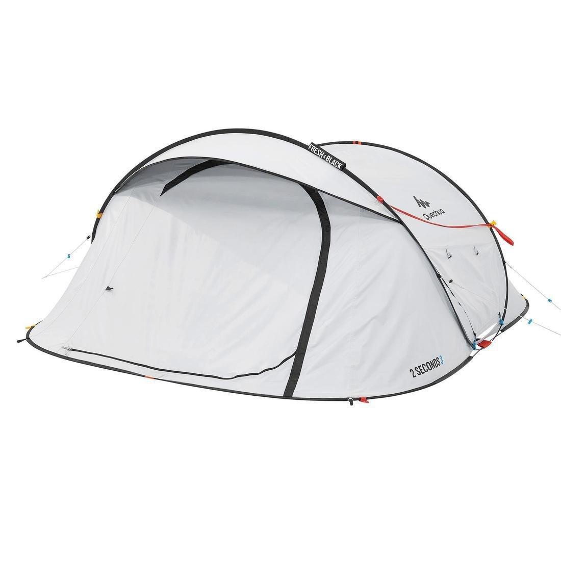 Black and white outlet tent