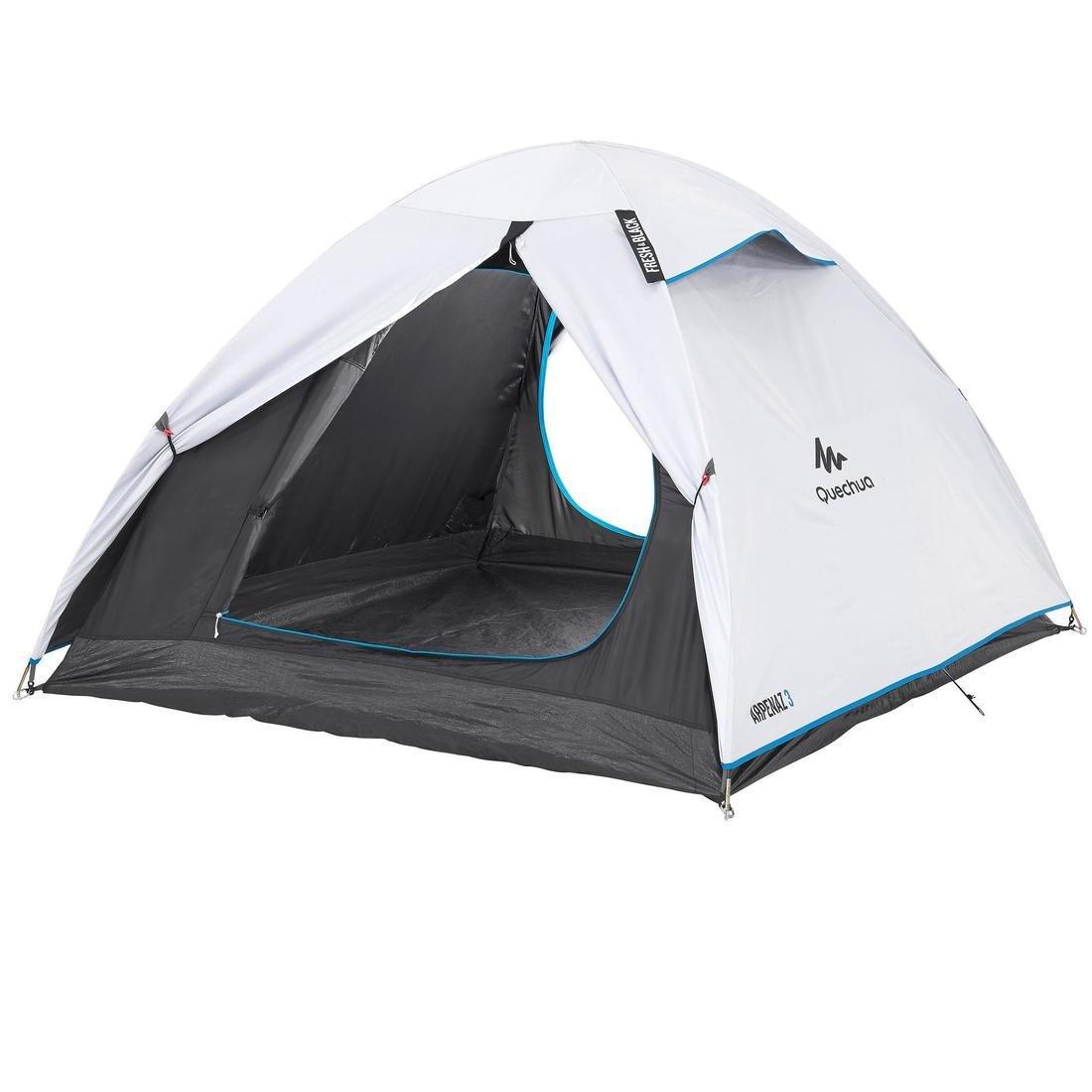3 Person Camping Tent Arpenaz, Fresh and Black, , large image number 0