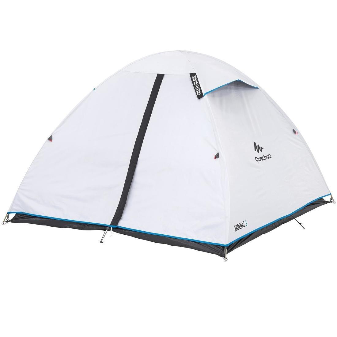 3 Person Camping Tent Arpenaz, Fresh and Black, , large image number 2