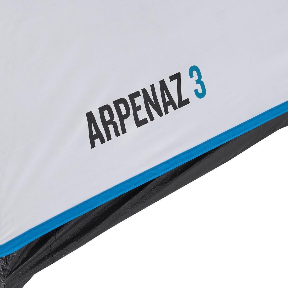 3 Person Camping Tent Arpenaz, Fresh and Black, No Color, large image number 8