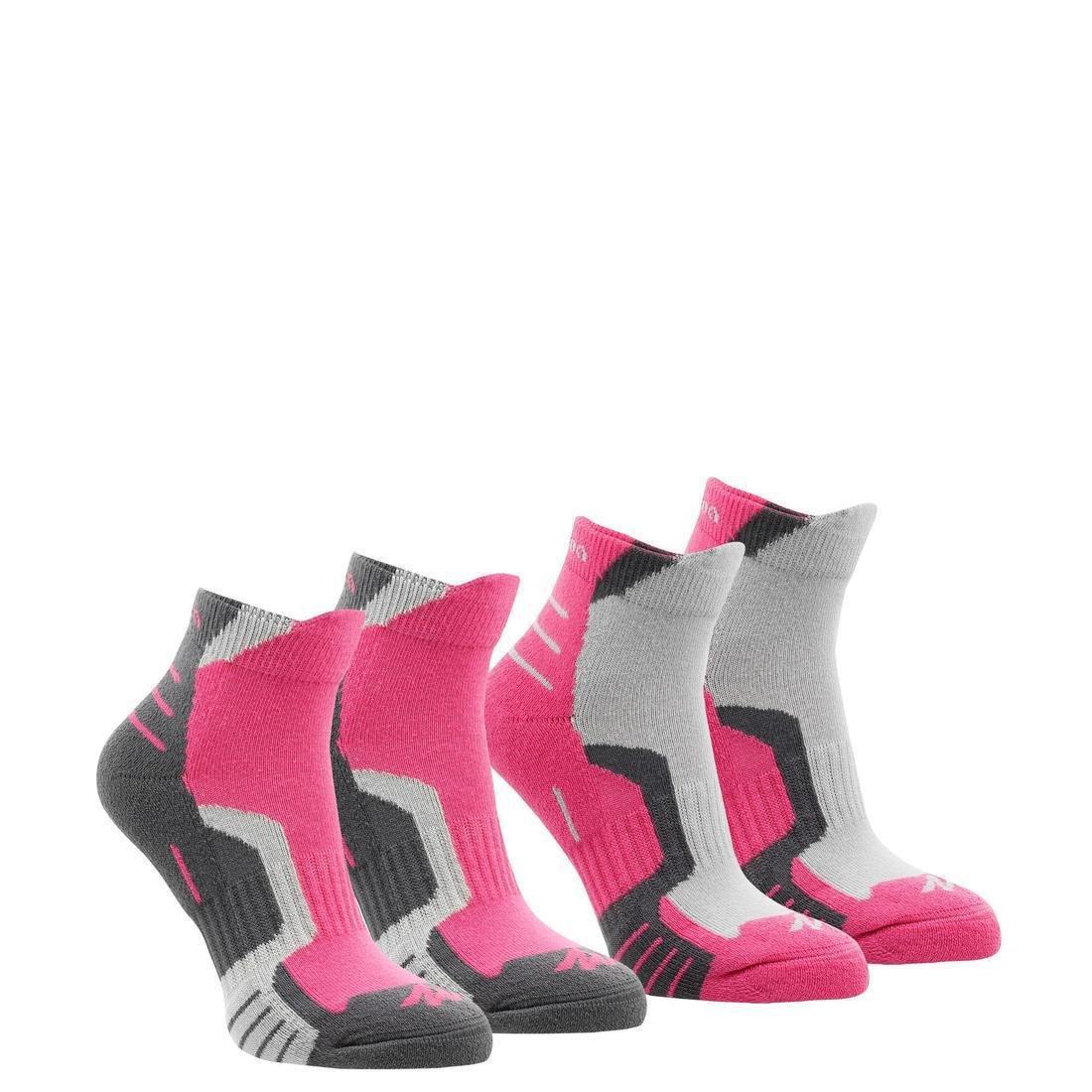 Kids Mid-Length Walking Socks 2 Pairs, Pink, No Color, medium